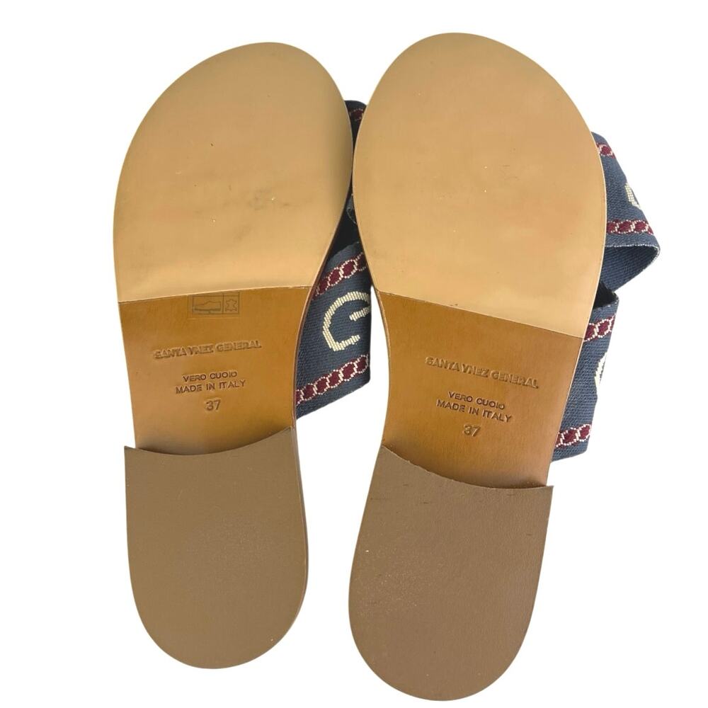 Santa Ynez General Sagunto Women's Blue Criss Cross Strap Slide Sandals Size 6.5 - Picture 5 of 6